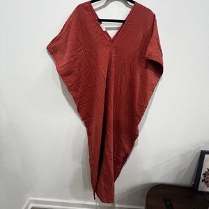 Mala Handworks Gloria Double Gauze Cotton Kaftan In Peach L/XL Boho Resortwear